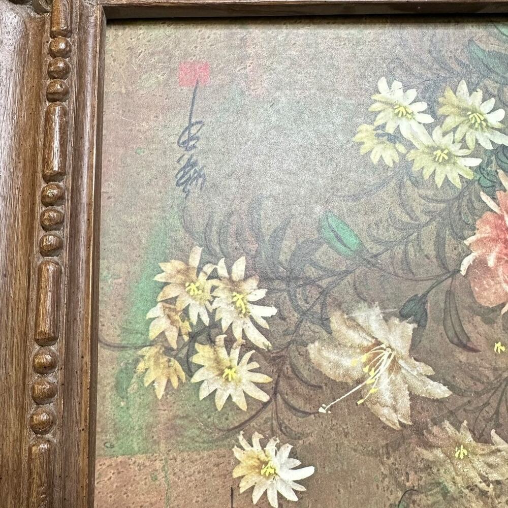 Vintage Ornate 1973 Burwood Faux Wood Picture Frame Floral & Butterfly Design - Picture 4 of 10